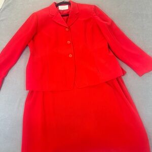 Jone’s York Vintage Red Women's Skirt Suit Fully Lined- Size 16